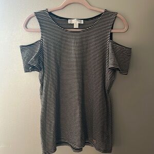 Michael Kors Cold Shoulder Striped Top |‎ Medium